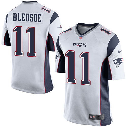 Men's Game Drew Bledsoe Nike Jersey White Road - #11 NFL New England Patriots